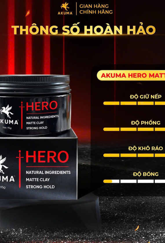Akuma Hero Matte Clay – Sáp vuốt tóc nam hàng đầu cho phong cách tự tin